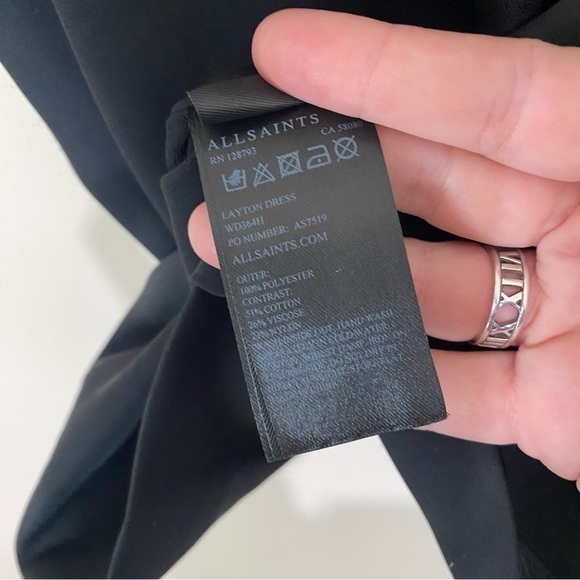 All Saints Layton Little Black Zipper Front Lace Back Sheath Dress SIZE SMALL - Picture 4 of 7